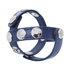 Blue Leather Penis and Ball Harness by Strict Leather