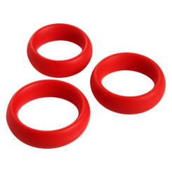3 Piece Silicone Erection Ring Set - Red by Trinity Vibes
