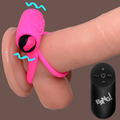 Remote Control 28X Vibrating Erection Ring and Bullet - Pink by Bang!