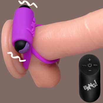 Remote Control 28X Vibrating Erection Ring and Bullet - Purple by Bang!