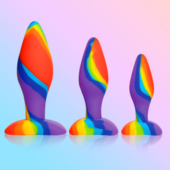 3 Piece Rainbow Silicone Butt Plug Set by Simply Sweet
