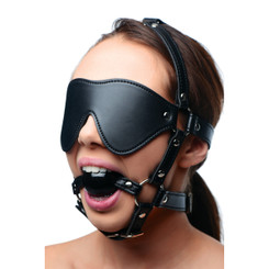 Blindfold Harness and Black Ball Gag by Strict