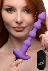 Remote Control Vibrating Silicone Anal Beads - Purple by Bang!