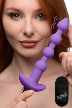 Remote Control Vibrating Silicone Anal Beads - Purple by Bang!