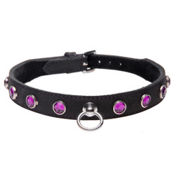 Leather Rhinestone Collar Amethyst by Strict Leather