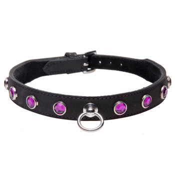 Leather Rhinestone Collar Amethyst by Strict Leather