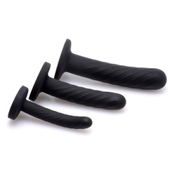 Trinity Strap-On Silicone 3 Piece Dildo Set - Black by Strap U
