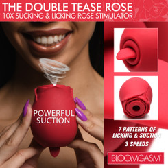 The Double Tease Rose 10X Sucking and Licking Silicone Stimulator by Bloomgasm
