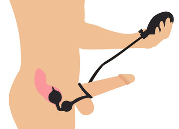 Devils Rattle Inflatable Silicone Anal Plug with Penis and Ball Ring by Master Series