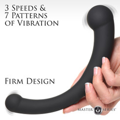 10X Vibra-Crescent Vibrating Silicone Dual-Ended Dildo - Black by Master Series