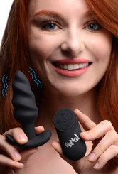 Remote Control 21X Vibrating Silicone Swirl Butt Plug - Black by Bang!
