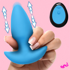 Thrusting & Vibrating Silicone Butt Plug - Blue by Bang!