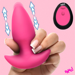 Thrusting &amp; Vibrating Silicone Butt Plug - Pink