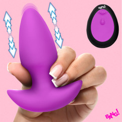 Thrusting &amp; Vibrating Silicone Butt Plug - Purple