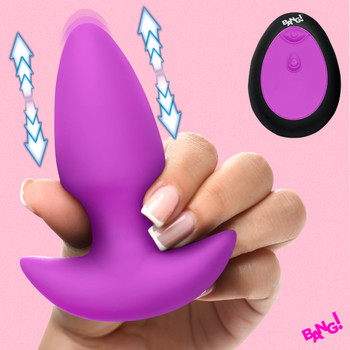 Thrusting & Vibrating Silicone Butt Plug - Purple by Bang!