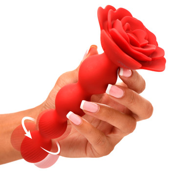10X Rose Twirl Vibrating and Rotating Silicone Anal Beads by Bloomgasm