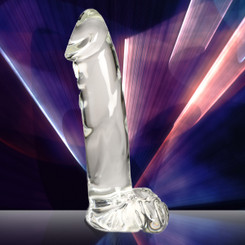 Glass Dildo with Balls by Pleasure Crystals