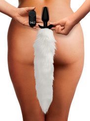 Vibrating White Fox Tail Slender Anal Plug by Tailz