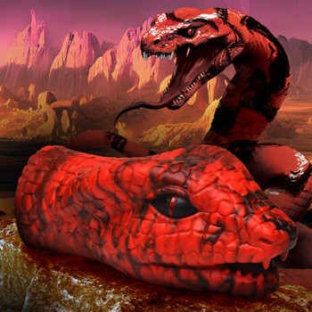 Serpentine Stroker Silicone Masturbator - Red by Creature Dildos