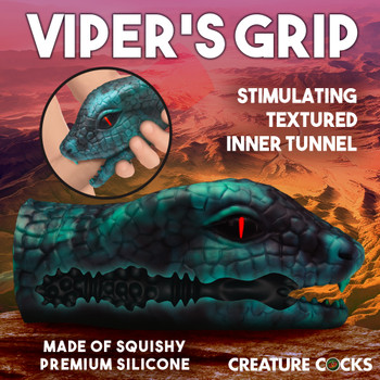 Serpentine Stroker Silicone Masturbator - Green by Creature Dildos
