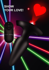 28X Laser Heart Silicone Anal Plug with Remote – Medium by Booty Sparks