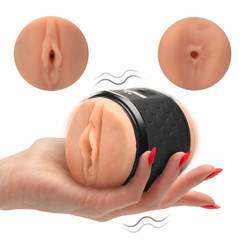 Vibrating Double Shot Mouth and Male Stroker by Mistress