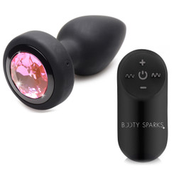 28X Vibrating Silicone Pink Gem Anal Plug - Small by Booty Sparks