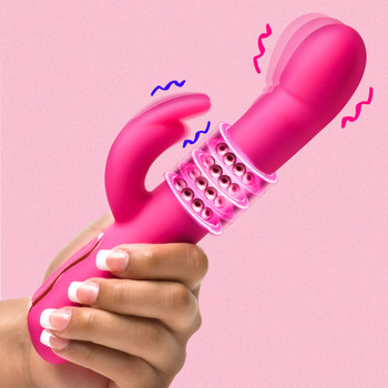 Come-Hither Beaded Silicone Rabbit Vibrator by Bang!