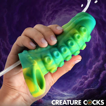 Tentacle Fluid-compatible Silicone Penis Enhancer - Green by Creature Dildos