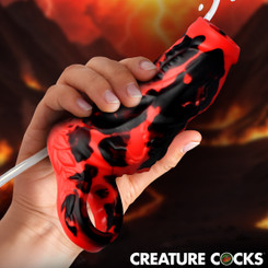 Hell Hound Fluid-compatible Silicone Penis Enhancer - Red by Creature Dildos