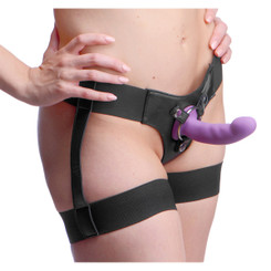 Bardot Garter Belt Strap On Harness with Silicone G-Spot Dildo by Strap U