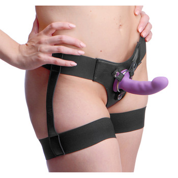 Bardot Garter Belt Strap On Harness with Silicone G-Spot Dildo by Strap U