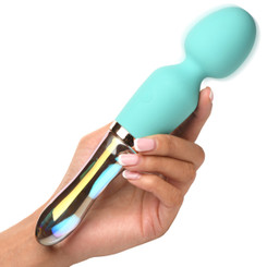 10X Turquoise Dual Ended Silicone and Glass Wand by Prisms Glass