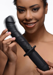 The Large Realistic 10X Silicone Vibrator with Handle by Anal Thumpers