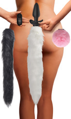 Vibrating Silicone Anal Plug with 3 Interchangeable Tails by Tailz