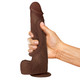10 Inch Real Skin Silicone Dildo with Balls - Dark by JOCK