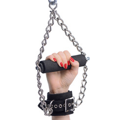 Fur Lined Nubuck Leather Suspension Cuffs with Grip by Strict Leather