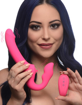 Licking and Vibrating Strapless Strap-On with Remote Control by Strap U