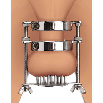 Stainless Steel Spiked CBT Testicle Stretcher and Crusher by Master Series