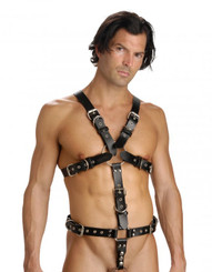 Strict Leather Body Harness with Cock Ring - X-Large