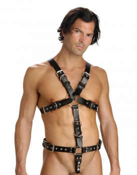 Strict Leather Body Harness with Cock Ring - X-Large Sex Toy