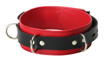 Strict Leather Deluxe Red and Black Locking Collar Best Adult Toys
