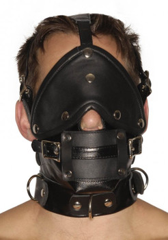 Strict Leather Premium Muzzle with Blindfold and Gags Best Sex Toy