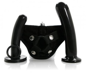 Bend Over Intermediate Vibrating Strap-On Dildo Black Adult Toy