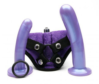 Bend Over Intermediate Vibrating Strap-On Dildo Purple Adult Toys