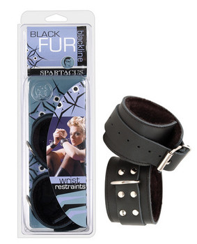 Blackline Black Wrist Restraints Faux Fur Lining Adult Toy