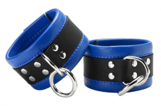 Blue Mid-Level Leather Ankle Restraint Adult Toys