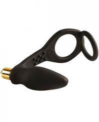 Ro-Zen Black Silicone Cock Ring with Butt Plug Sex Toys For Men