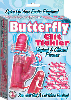 Butterfly Clit Tickler Vaginal and Clitoral Red Vibrator Adult Toy