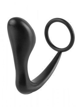 Ass-Gasm Silicone Cockring Plug Black Sex Toys